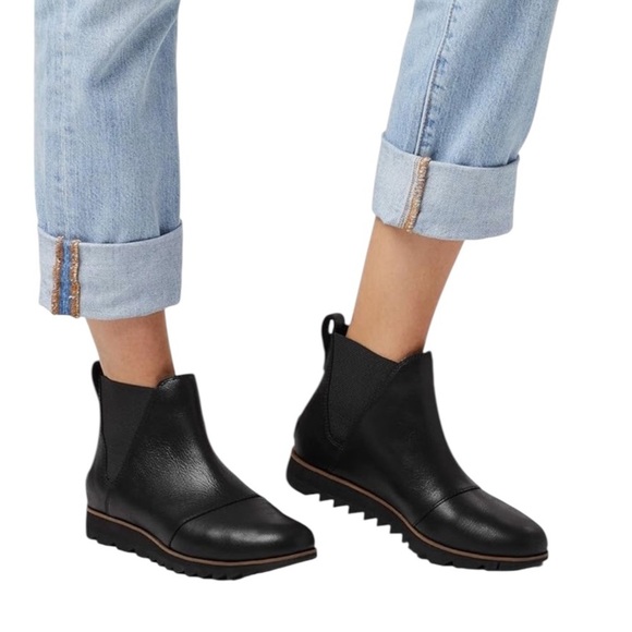 Sorel Waterproof Leather Harlow Chelsea Boot Ankle Booties Black Size 6.5 - Picture 2 of 16